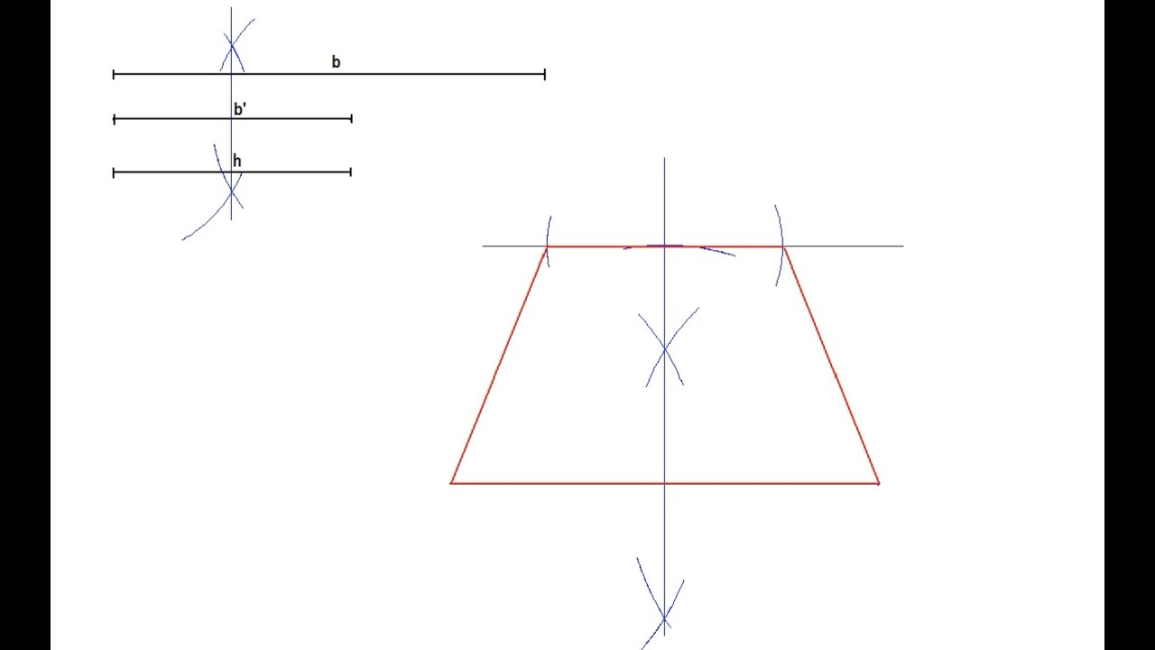 Construcción de un trapecio isósceles dadas las bases y la altura