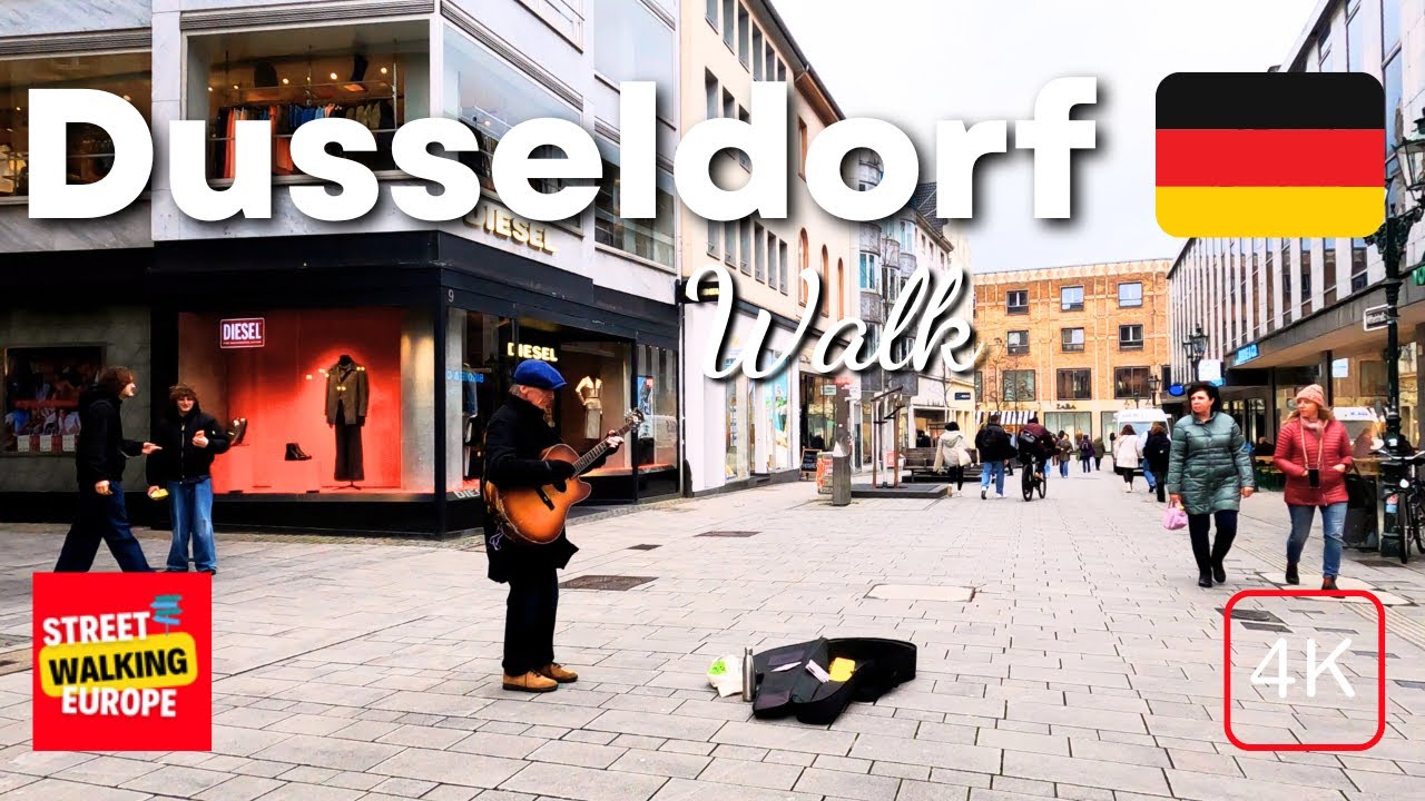 Dusseldorf Germany Walking Tour 4K Old Town Street Walk