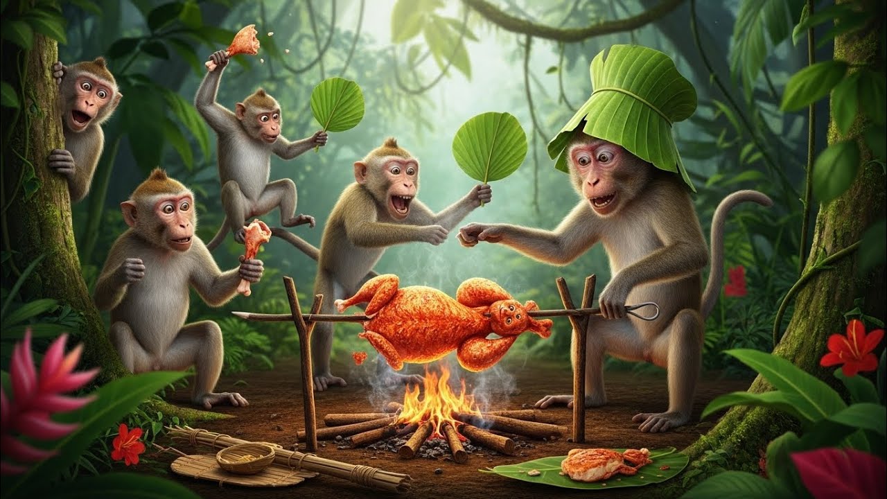 Bandon Ne Banaya Desi Murga 😱🍗 | Jungle Cooking | Monkey Village