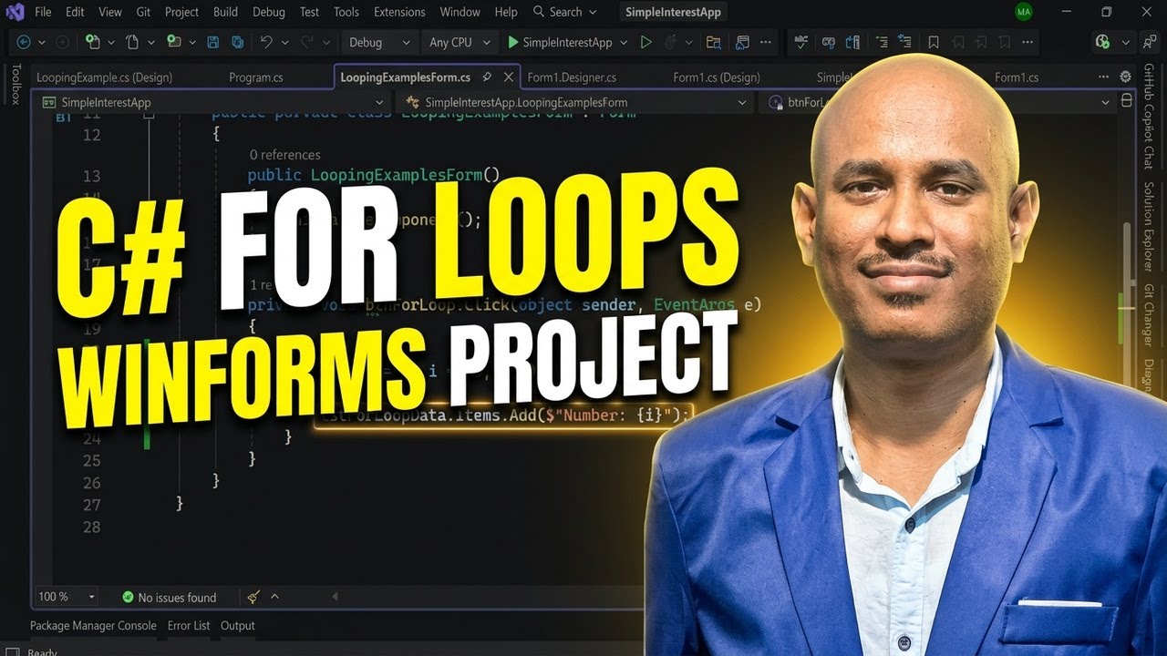 C# WinForms For Loop Tutorial for Beginners | Windows Forms ListBox Example + Debugging (F10 F11)