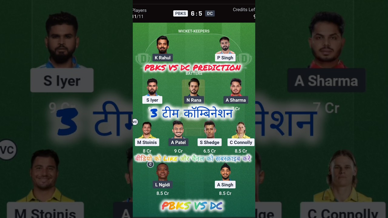 PBKS vs DC Dream11 Prediction | Punjab Kings vs Delhi Capitals | PBKS vs DC Dream11 Team#ipl2026