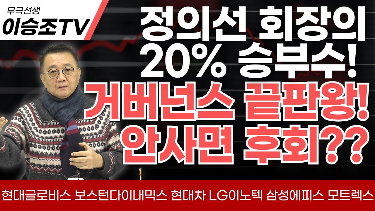 정의선 회장의 20% 지분, 거버넌스 끝판왕이 온다! 1년만 눈감고 투자하라!  feat. 현대글로비스 보스턴다이내믹스 현대차 LG이노텍 삼성에피스 모트렉스