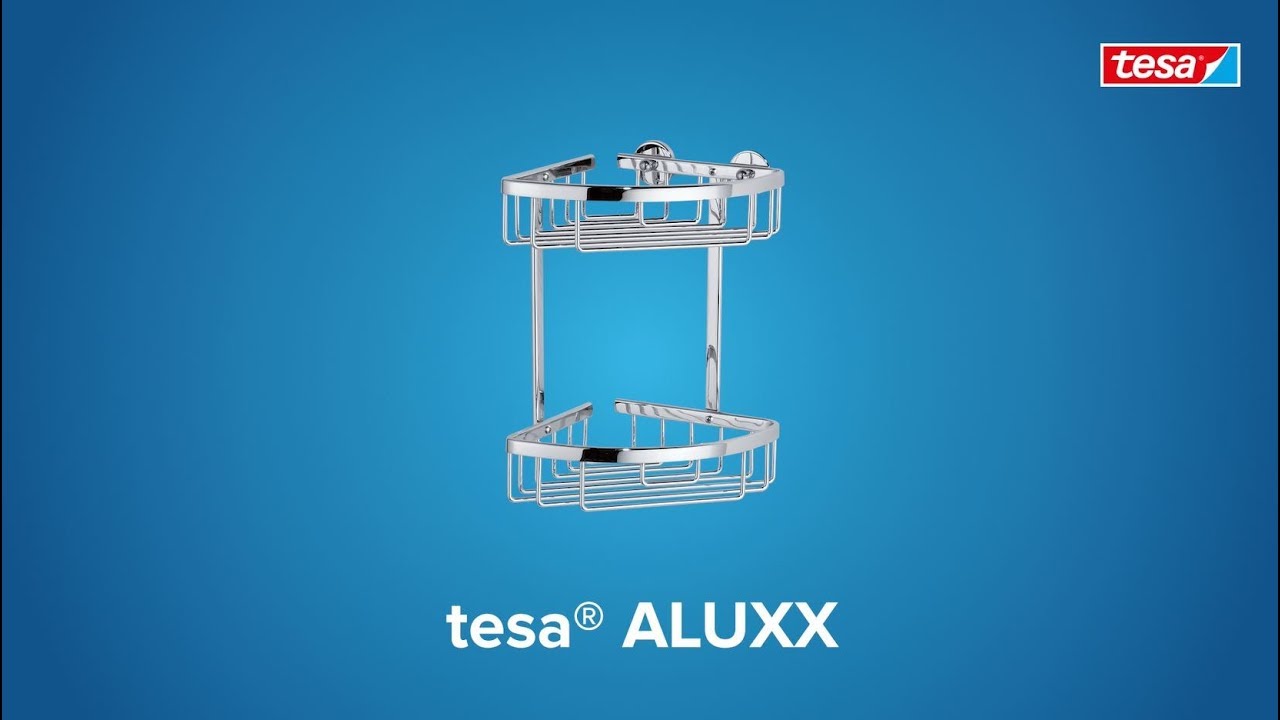 How to use the round, chromed tesa&reg; Aluxx bathroom corner shelf