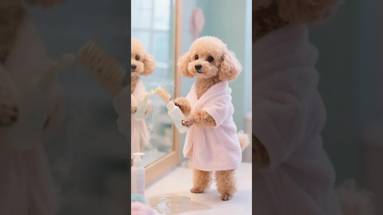 Cute Poodle Taking a Relaxing Shower 🐩🚿 | Funny Dog Bath Time 