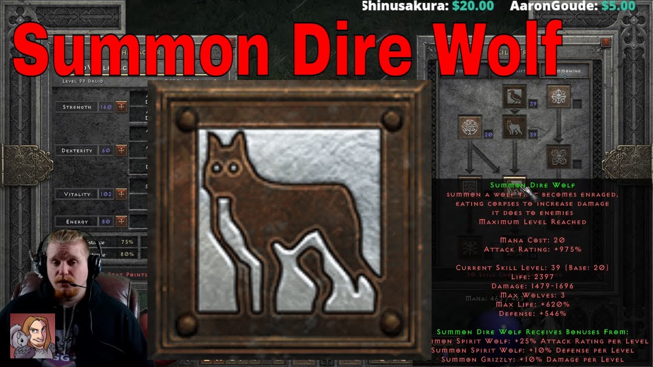 D2R Skills & Abilities - Summon Dire Wolf (Druid Summoning Tree)