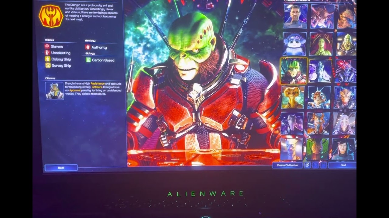 Galactic Civilization 4 Race Selection Screen