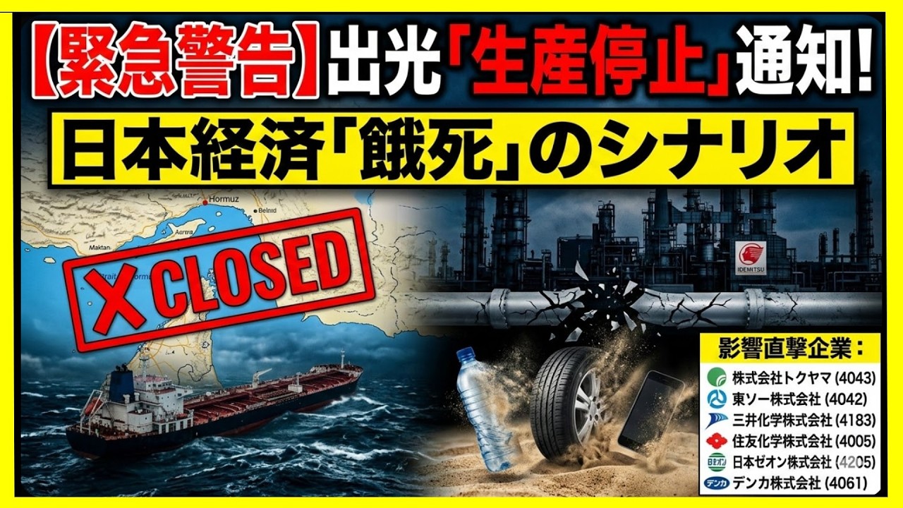 【緊急警告】出光「生産停止」通知！（日本経済「餓死」のシナリオ）