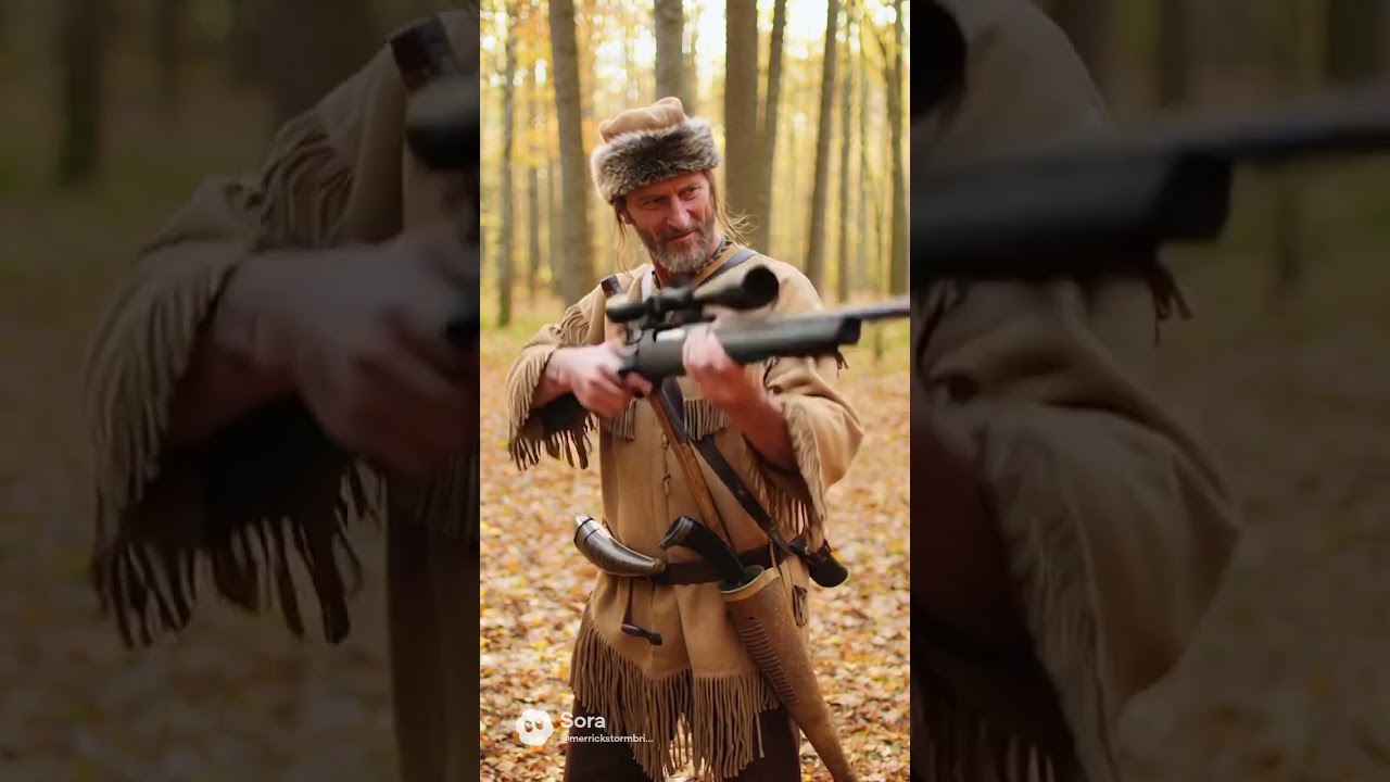 Showing Daniel Boone a new rifle.