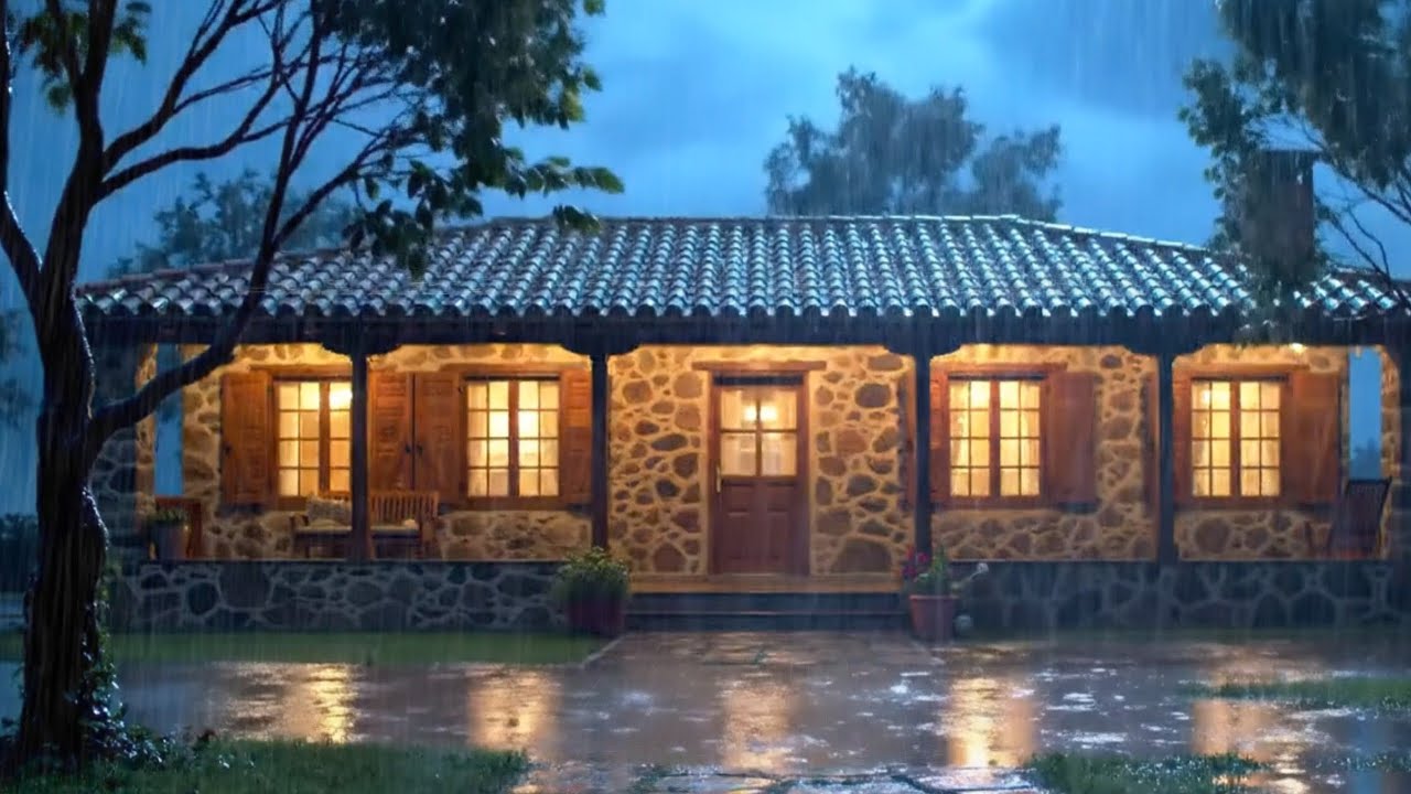 1 Hours of Gentle Night Rain on a Cozy Cabin Roof | Deep Natural Rain Sound for Sleeping