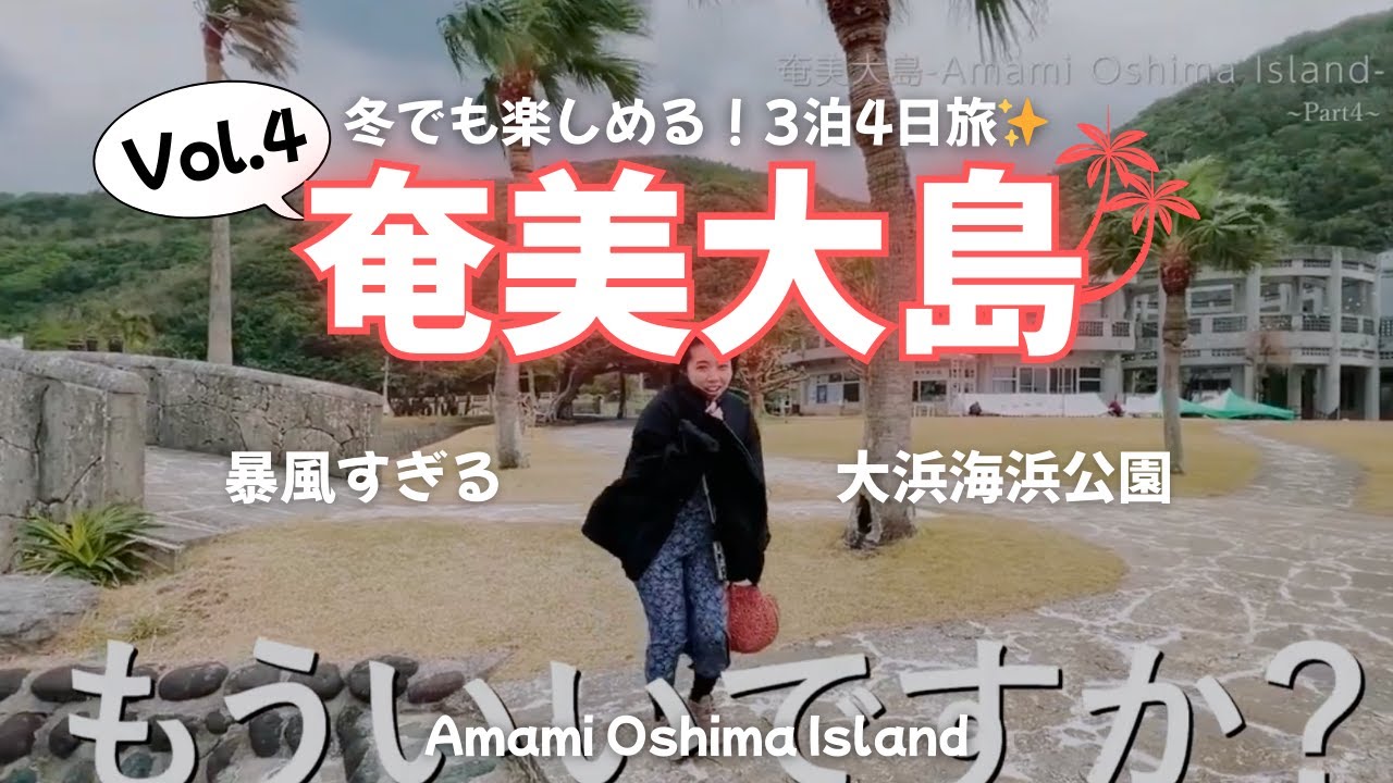 【3泊4日の旅🏝️】天気ヤバすぎ🌪️奄美大島観光！大浜海浜公園へ(水族館でウミガメにエサやり🐢) / OHAMA SEA SIDE PARK Amami Oshima Island #旅行