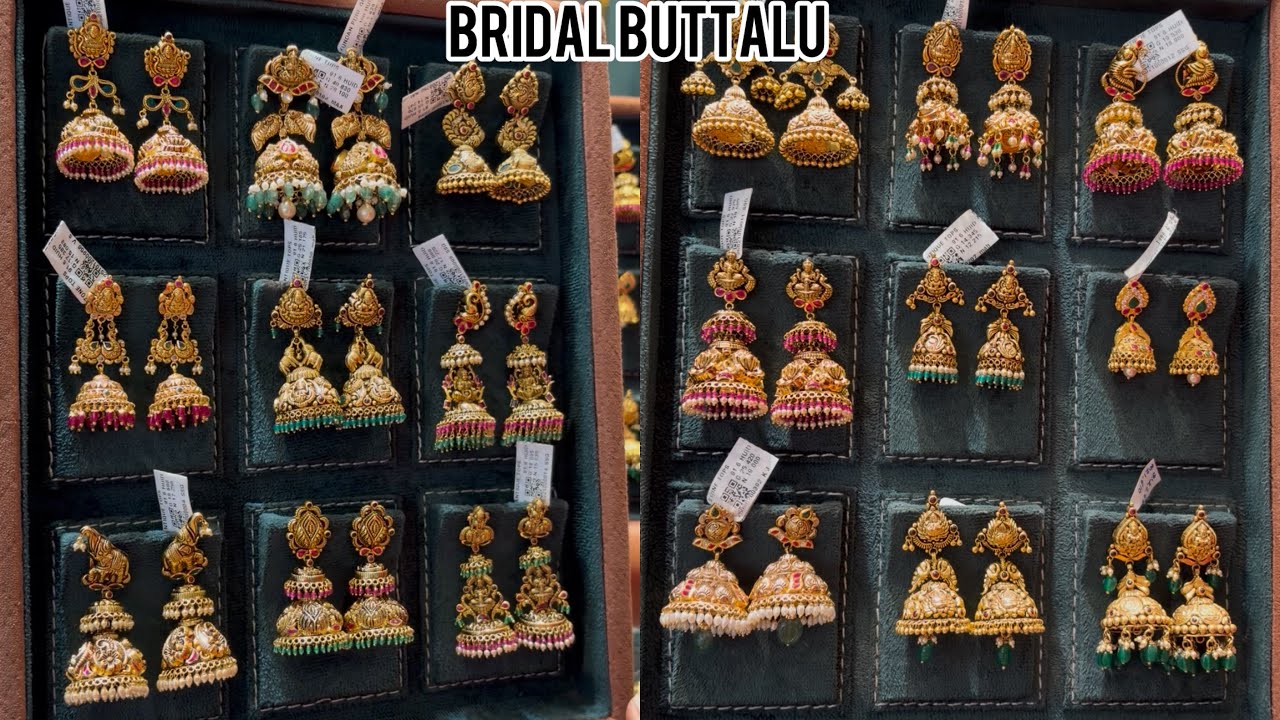 Gold Jhumkas Gold light weight buttalu weight tho saha  #svarnam 