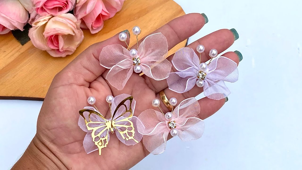 Como fazer borboleta de organza sem molde com sobras de fitas
