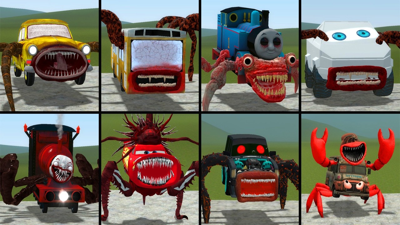 NEW CAR MONSTER: CAR EATER, BUS EATER, THOMAS EATER, TESLA EATER, CHOO CHOO CHARLES IN GMOD!!