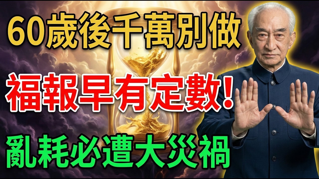 南懷瑾：60歲後千萬別做這三件事！福報早有定數，隨意消耗晚年必遭大災禍！99%的老人都不知道的真相 #南懷瑾 #福報 #因果 #改運 #佛學智慧 #晚年生活 #修行