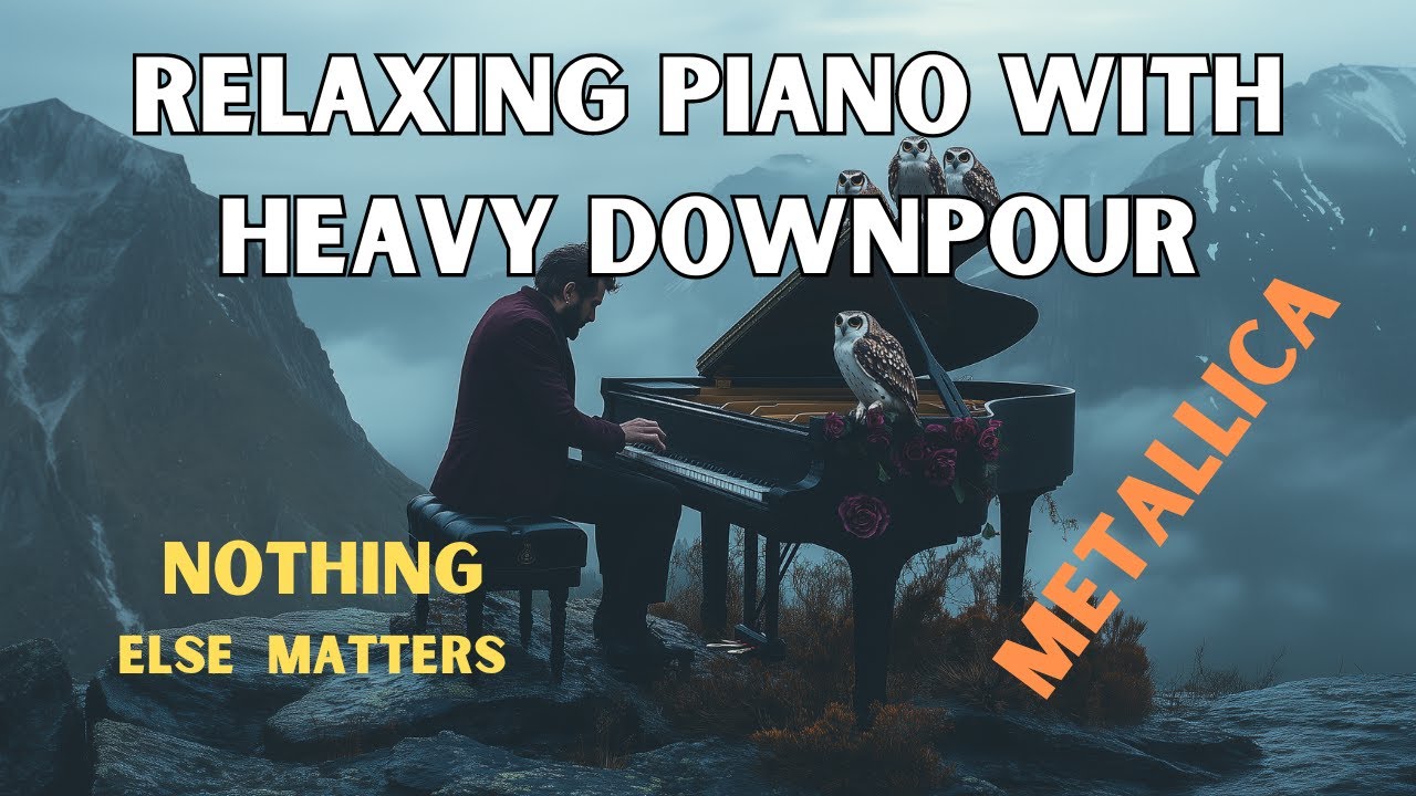 Relaxing piano with heavy downpour  Metallica's 