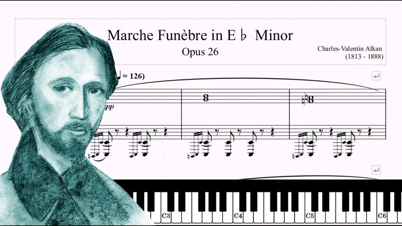 Marche Funèbre in E♭ Minor Opus 26 piano - Charles Valentin Alkan (Tutorial Piano, Sheets Score)