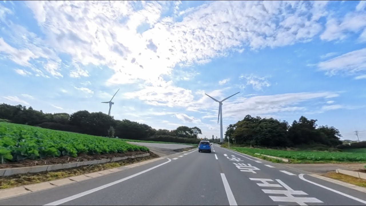 東総広域農道から犬吠埼へ向かう「風車コース」の紹介【環境音のみ】