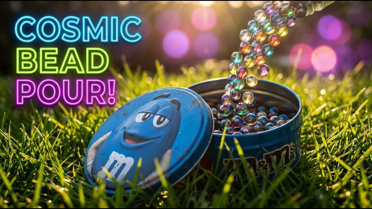5 Minutes of Satisfying M&M's Blue Tin ASMR | Crispy Rainbow Bead Pouring (No Talking) 4K