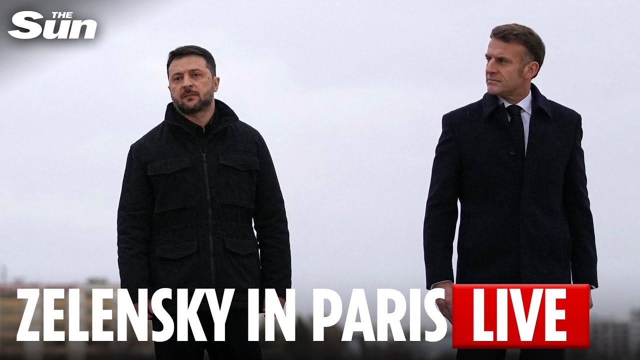LIVE: French President Emmanuel Macron welcomes Zelensky at the &Eacute;lys&eacute;e Palace