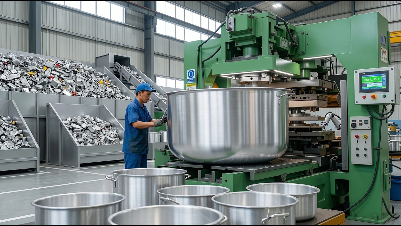 Incredible Process of Recycling Aluminum Scrap Into New Largest Aluminum Cooking Pots In Factory