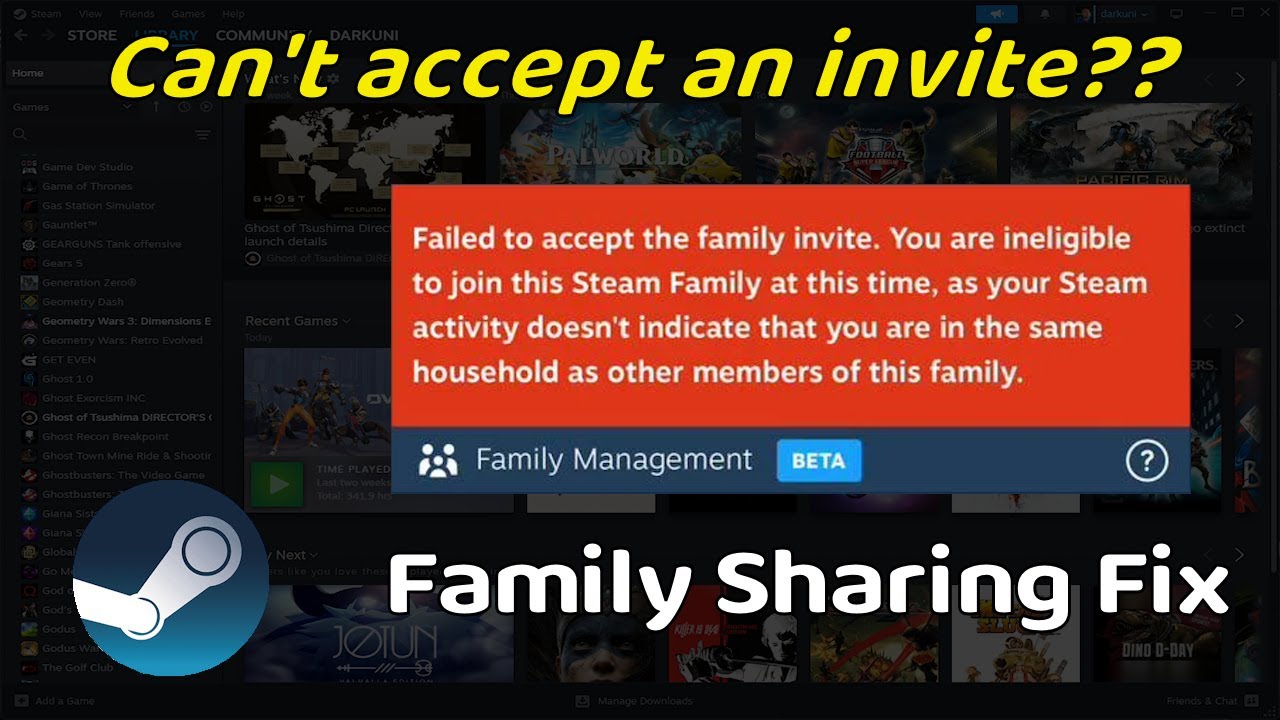 Steam Families: Can't accept an invite to a family?  Here's why and how to circumvent it ...