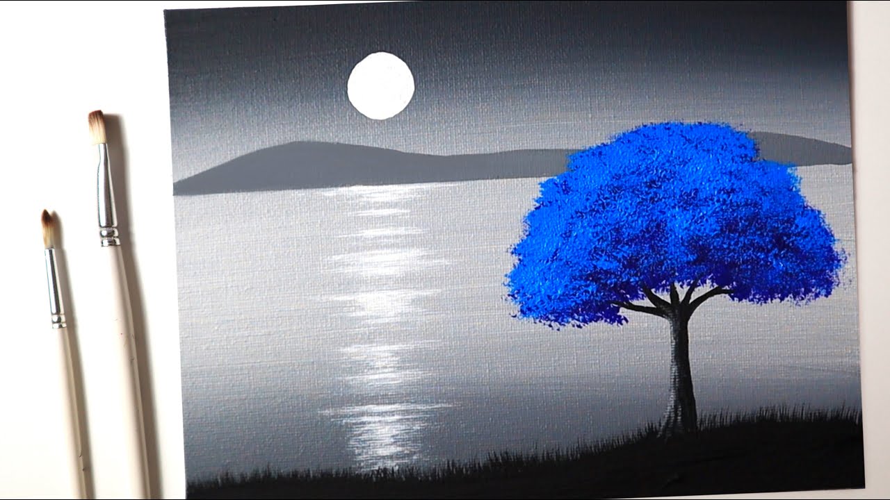 Easy Black and White Landscape for Beginners | Acrylic Painting Tutorial Step by Step
