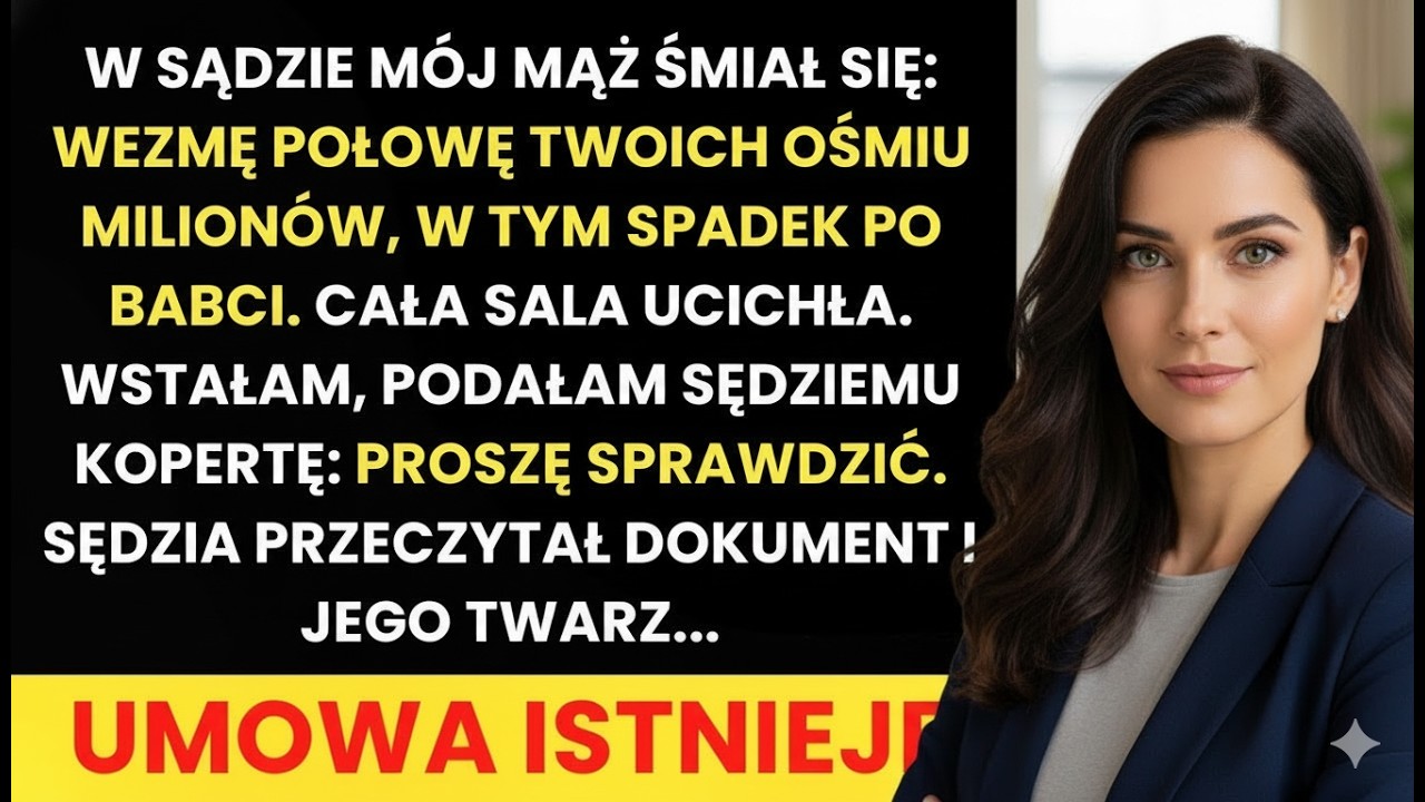 „Połowa pieniędzy moja” — śmiał się mąż w sądzie… potem dałam sędziemu kopertę
