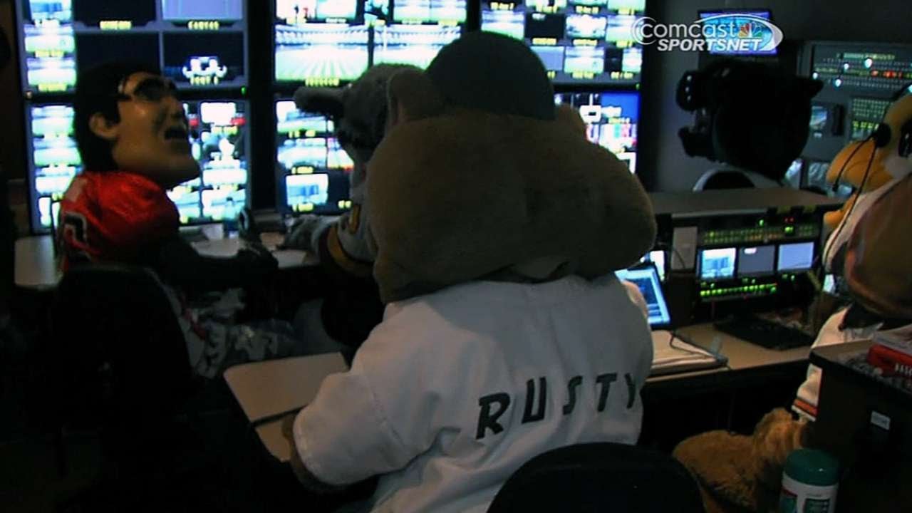 Mascots takes over the production truck