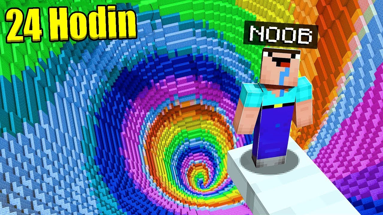 NOOB SPADL DO NEJVĚT&Scaron;&Iacute; D&Iacute;RY V MINECRAFTU A ZŮSTAL TAM 24 HODIN! **extr&eacute;mn&iacute;**