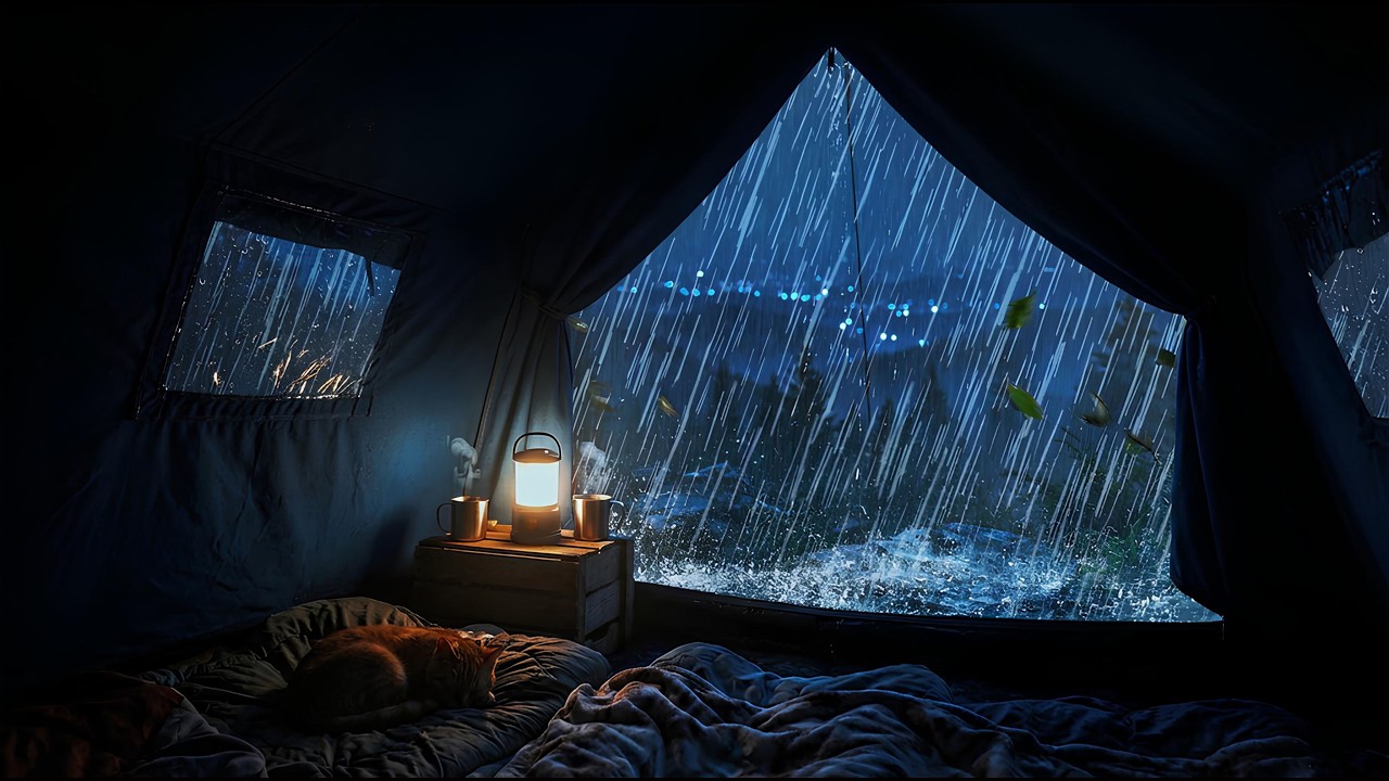 🔴 Steady Rain Sounds Over a Cozy Canvas Shelter at Night
