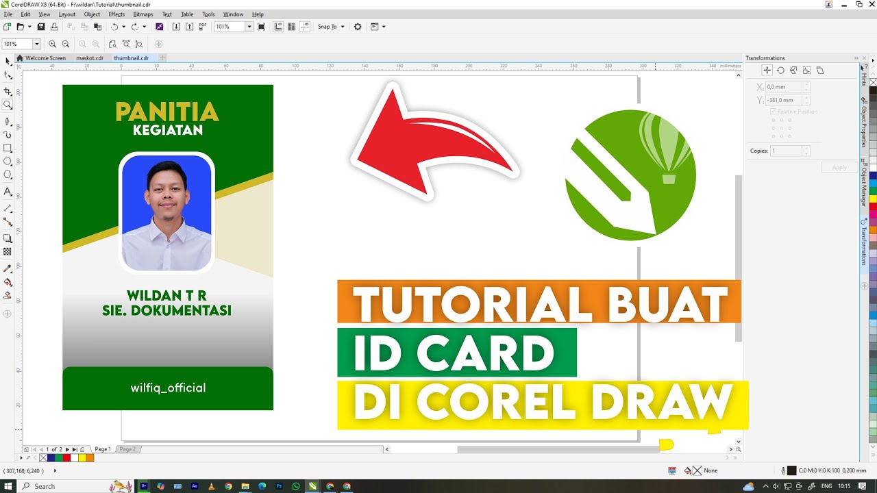 cara buat id card di corel draw (tutorial pemula)