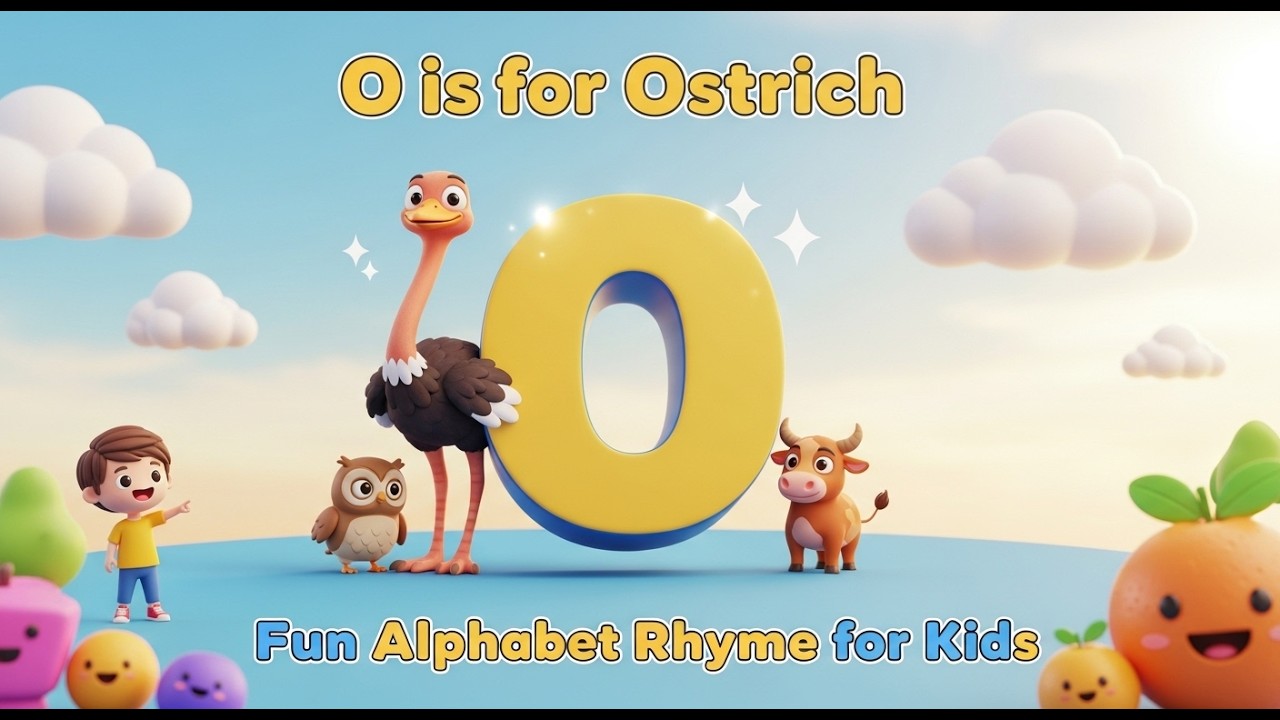 O is for Ostrich, Owl, Ox & Orange Song: Fun Alphabet Rhyme for Kids 🦉🍊🐂 NJ Graphics #kidslearning
