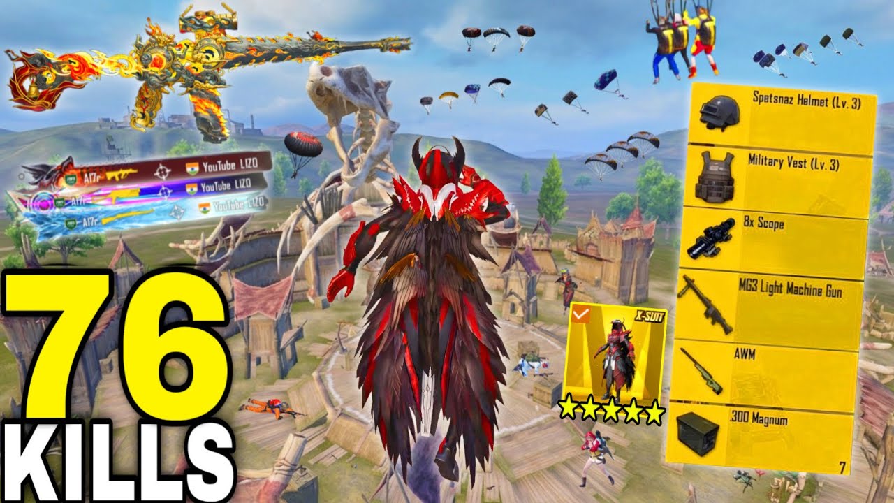 76 KILLS!!🤯 IN TWO GAME MY NEW YEAR RECORD w/ BLOOD RAVEN X-SUIT🔥Pubg Mobile-Bgmi
