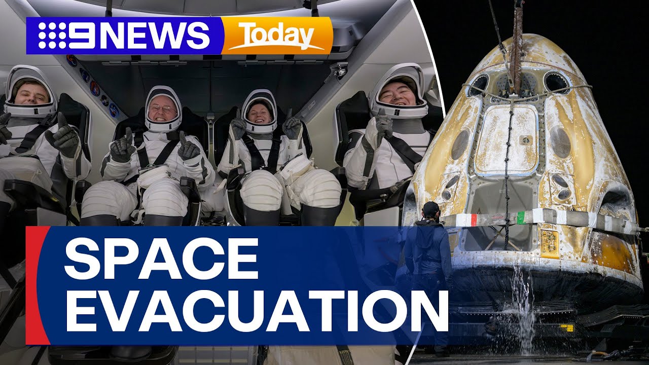 NASA's first space medical evacuation brings astronauts back to Earth | 9 News Australia