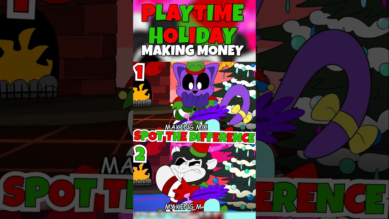 Spot The Difference PLAYTIME HOLIDAY Smiling Critters X Nightmare Critters BabaChops X CatNap🎄🔪
