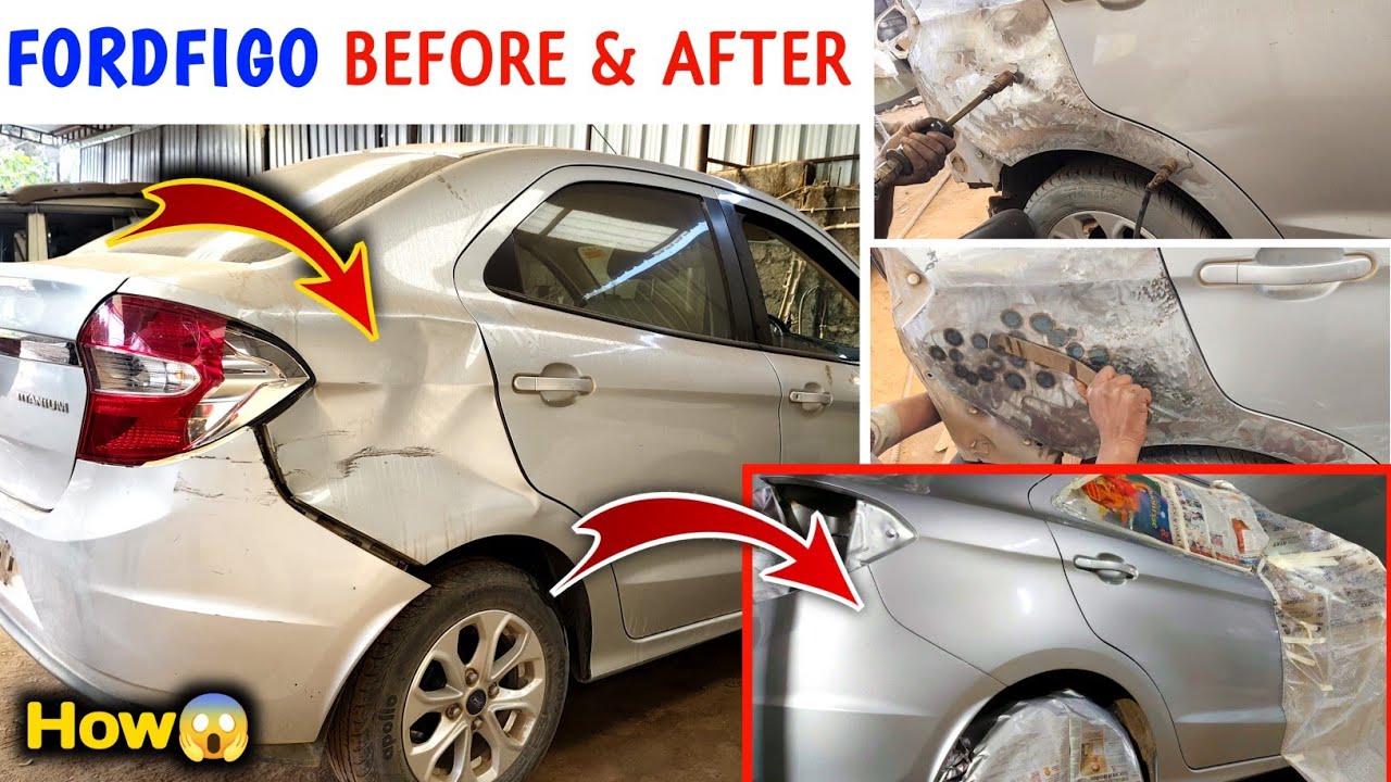 Quarter Panel Dent हो गया? Ford Ka की Big Dent Repair & Paint Process 🛠️#fordfigo #Quaterpanneldent 