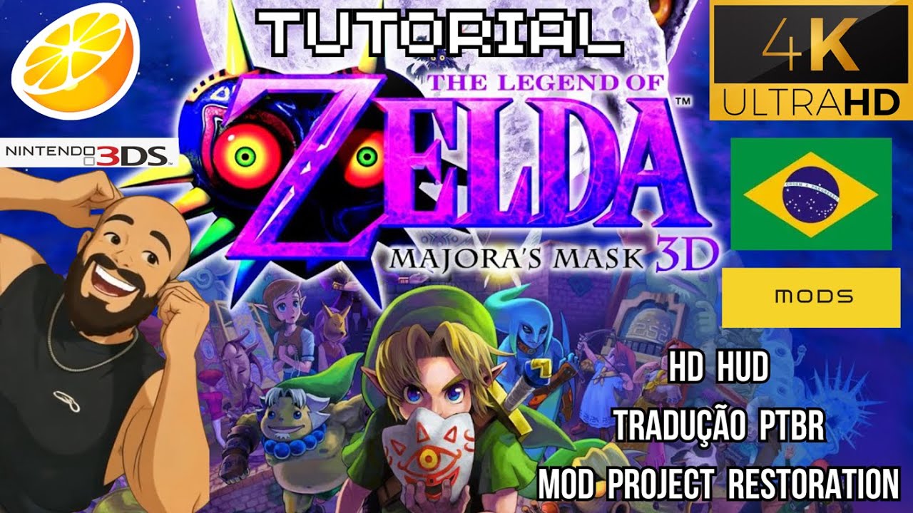 THE LEGEND OF ZELDA: MAJORA'S MASK 3D em 4K, PTBR + TEXTURAS + PROJECT RESTORATION no EMULADOR CITRA