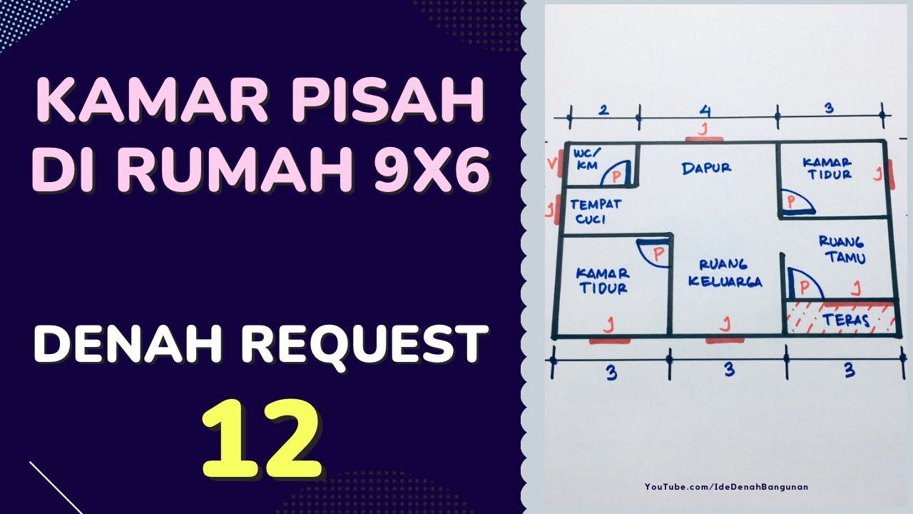 Denah Request 12 - Rumah 9x6 Meter 2 Kamar Pisah