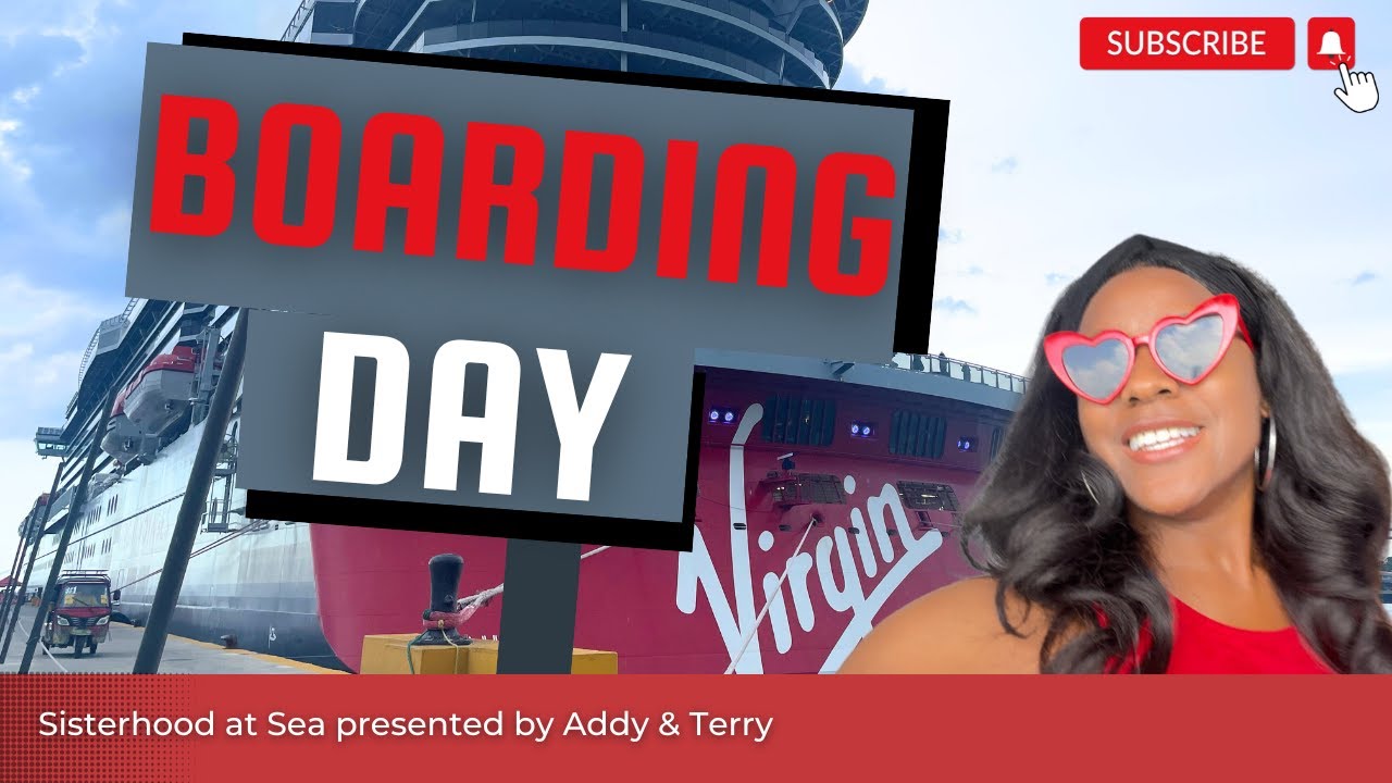 EMBARKATION DAY!! Virgin Voyages Scarlet Lady SISTERHOOD AT SEA Day 1 (2023)
