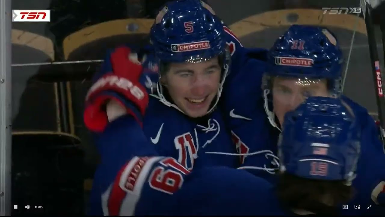 Pearl River, NY kid Drew Fortescue opens the Scoring vs Latvia