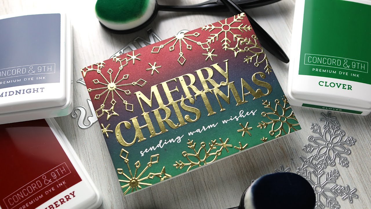 Holiday Card Series 2021 - Day 22 - Dramatic Ink Blending + Gold