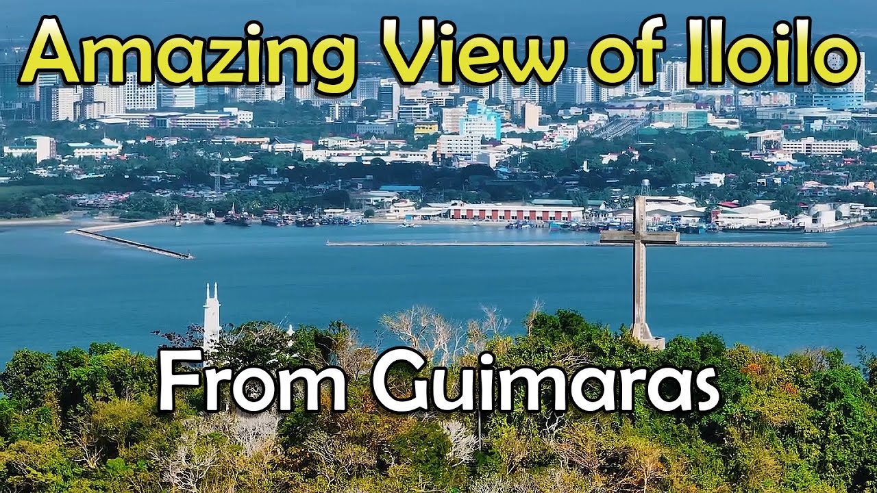 Iloilo City - Amazing view of Iloilo City from Guimaras (Balaan Bukid Cross) - Cinematic Drone Shot