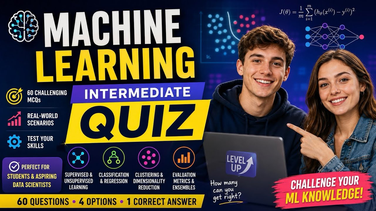 Machine Learning Quiz (Intermediate) 🤖 | 60 MCQs with Answers & Explanations | Test Your AI Skills