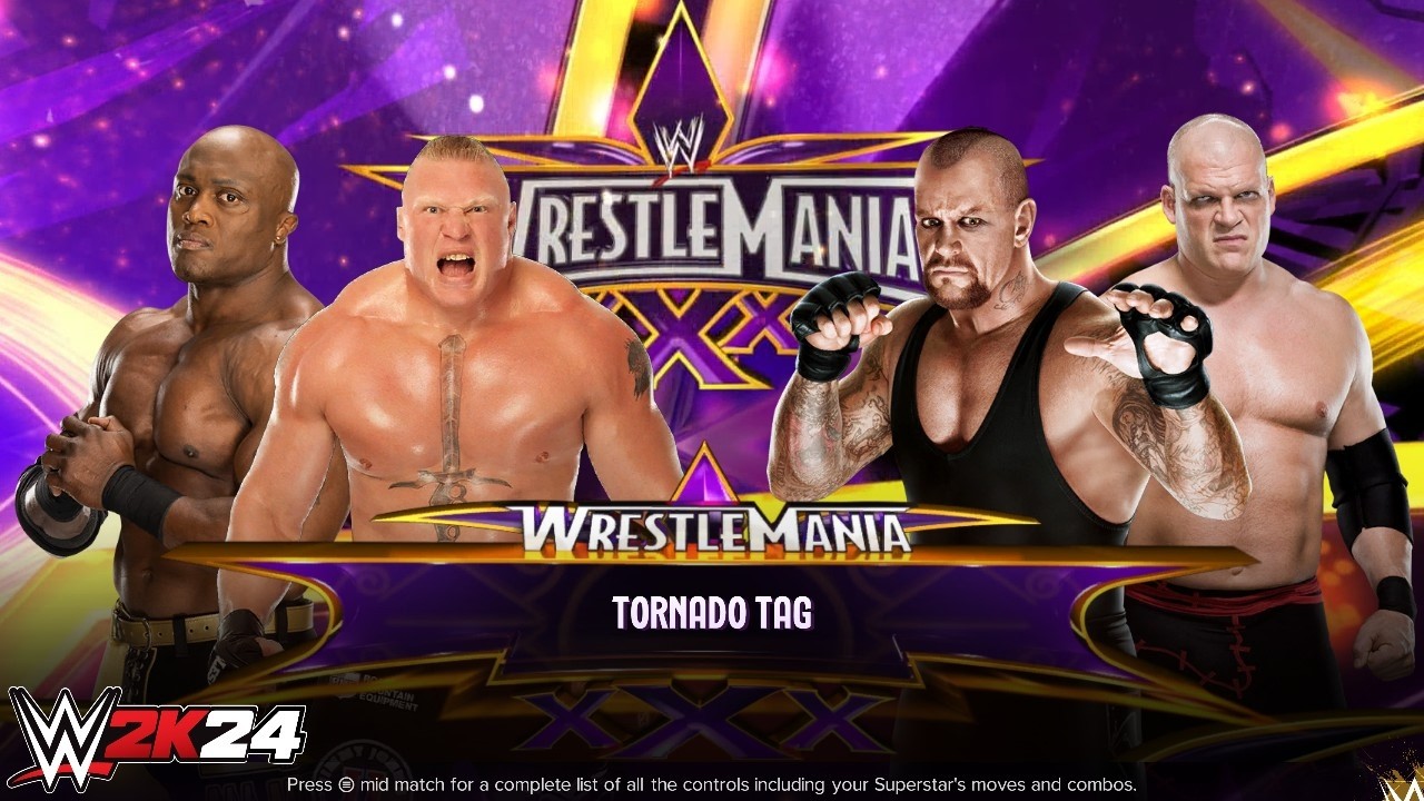 Full Match - Bobby & Brock vs Kane & Undertaker: Tornado Tag Match at Wrestlemania 30 | WWE 2k24 