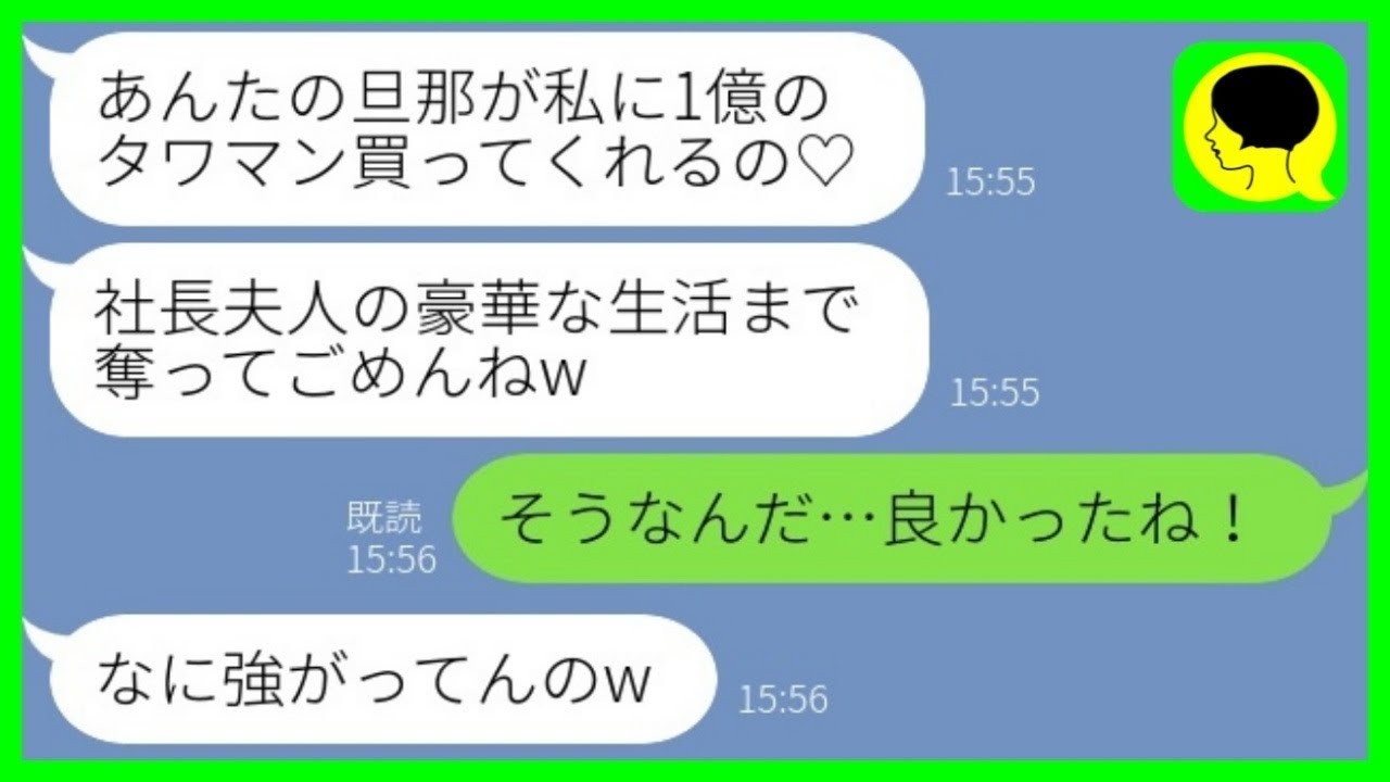 【LINE】元旦那を奪った幼馴染から結婚自慢の報告「彼が1億のタワマン買ってくれるの♡」→2人が入籍したタイミングで勘違い女に真実を教えてやった結果www【総集編】