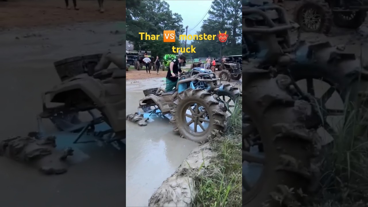 Monster👹👹 truck🚛🆚 thar, thar 🆚 monster mud competition, #youtubeshorts #ytshorts #shortsfeed