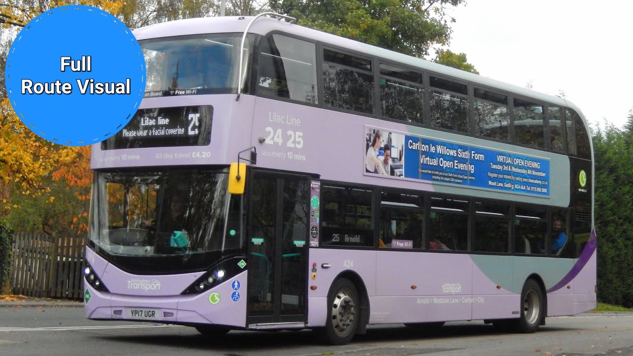 NCT Lilac Line 25 Full Route Visual- City, King Street to Arnold