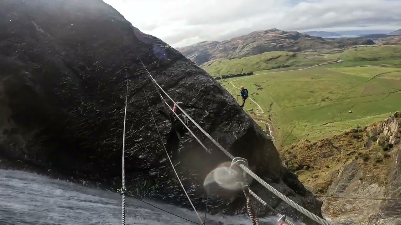 The tallest waterfall via ferrata in the world- Lord of the Rungs, Wildwire Wanaka NZ 