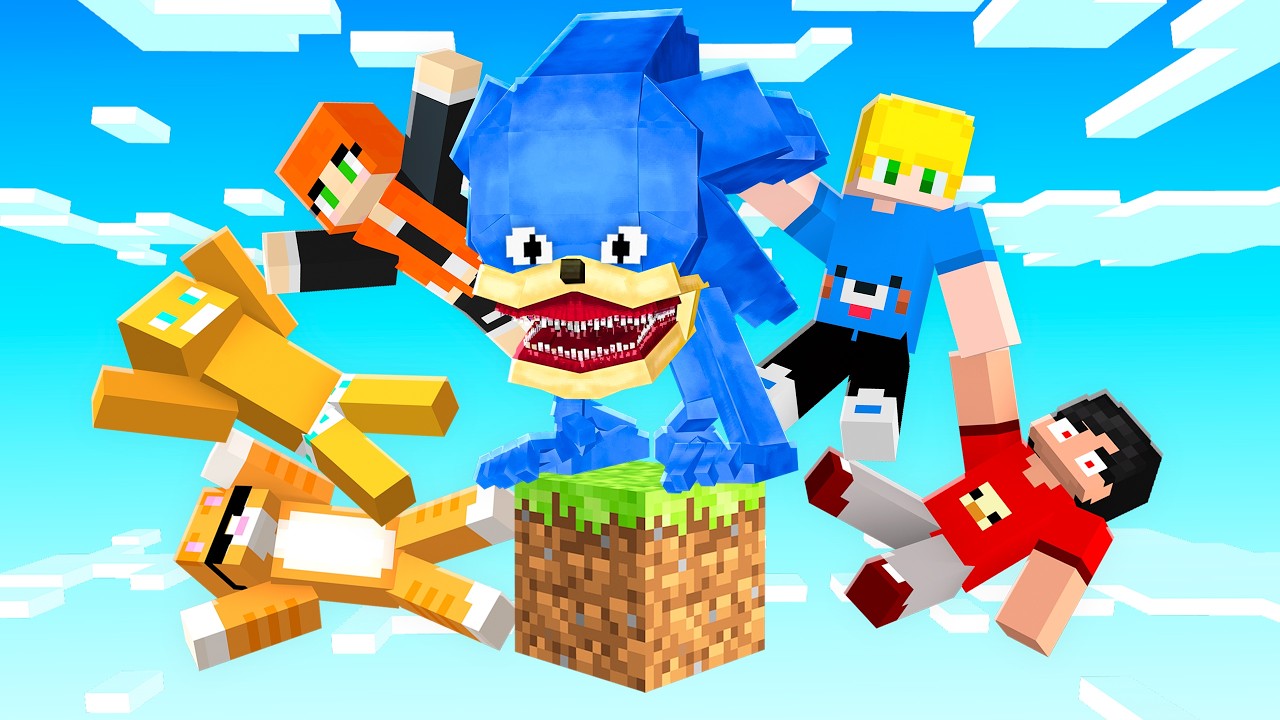 Sobrevivemos em um Bloco do Shin Sonic Tapes no Minecraft!