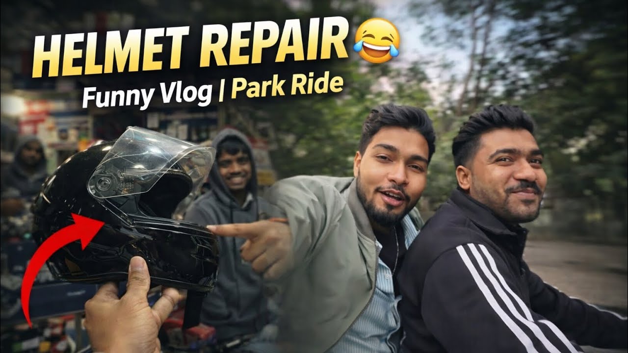 HELMET REPAIR 😂 | Funny Vlog | Park Ride with Bros 🏍️🌳